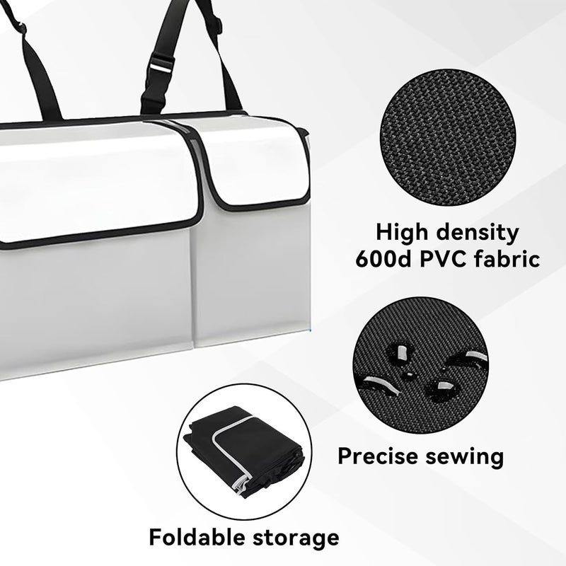 Tioollev Car Trunk Organizer, Backseat Hanging Large Storage with Adjustable Straps,Waterproof PVC Collapsible Cargo Bag, Car Interior Accessories for Auto SUV MPV (White) - Image 4